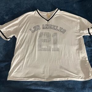 NYC White Los Angeles 21 Short Sleeve Jersey Top